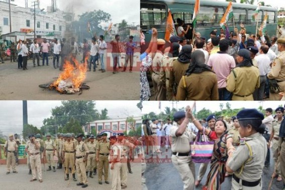 Congress shows agitation over National Highway / Railway blockade : Security tightened across Tripura; blockade to end soon with Governor’s intervene Congress shows agitation over National Highway / Railway blockade : Security tightened across Tripura; blockade to end soon with Governor’s intervene